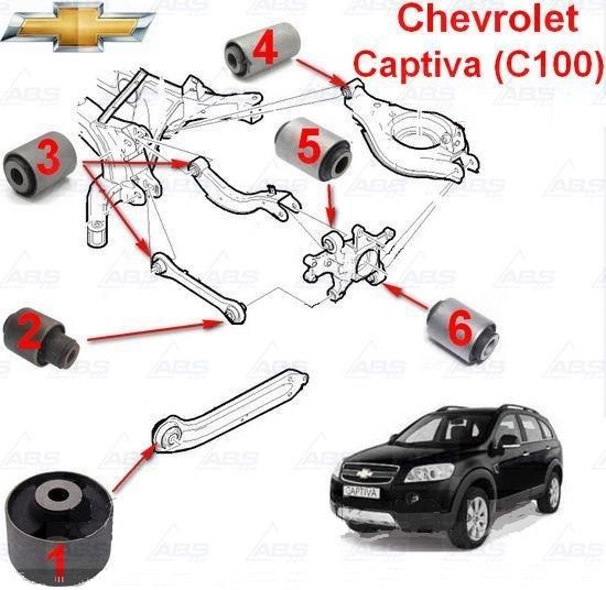 Комплект сайлентблоков Chevrolet Captiva в ЗАДНЮЮ ПОДВЕСКУ 14штук