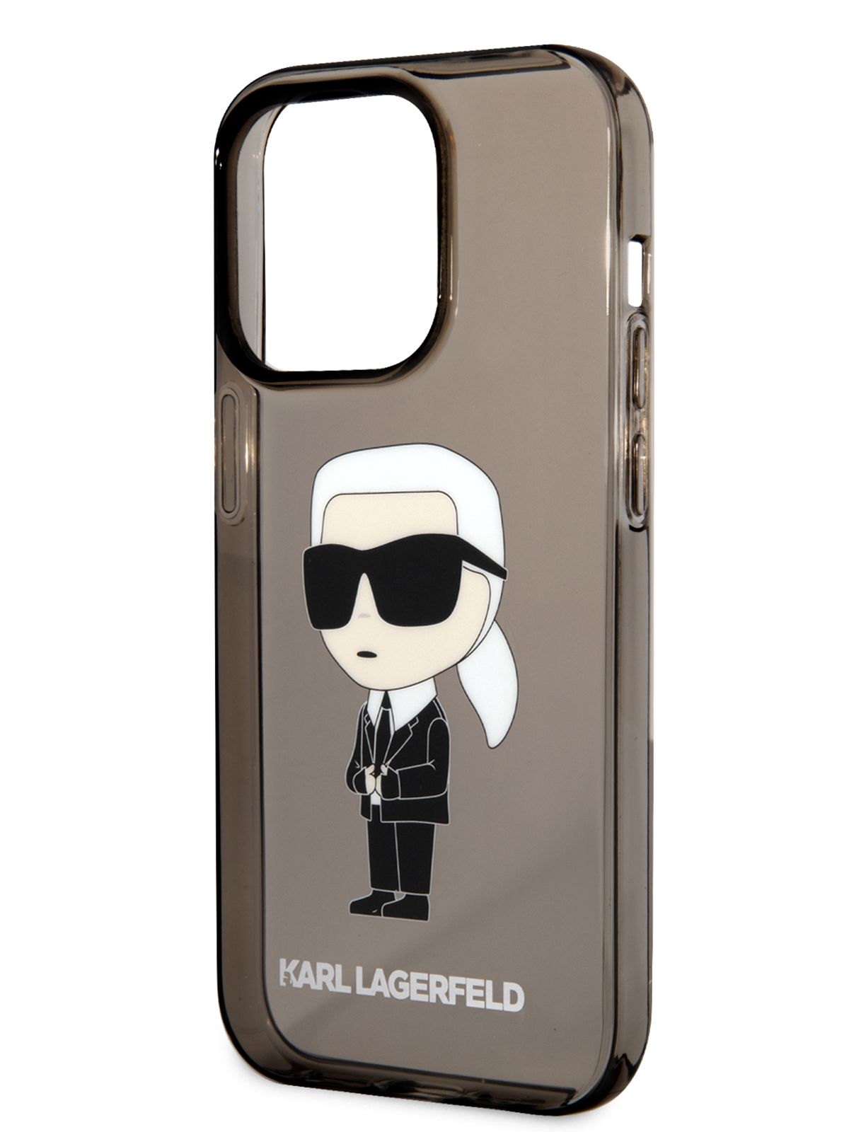 Чехол Karl Lagerfeld PC/TPU на Apple iPhone 15 Pro Max, для Айфон 15 Про  Макс ударопрочный, с защитой камеры, с принтом NFT Karl Ikonik, прозрачный  черный - купить с доставкой по выгодным