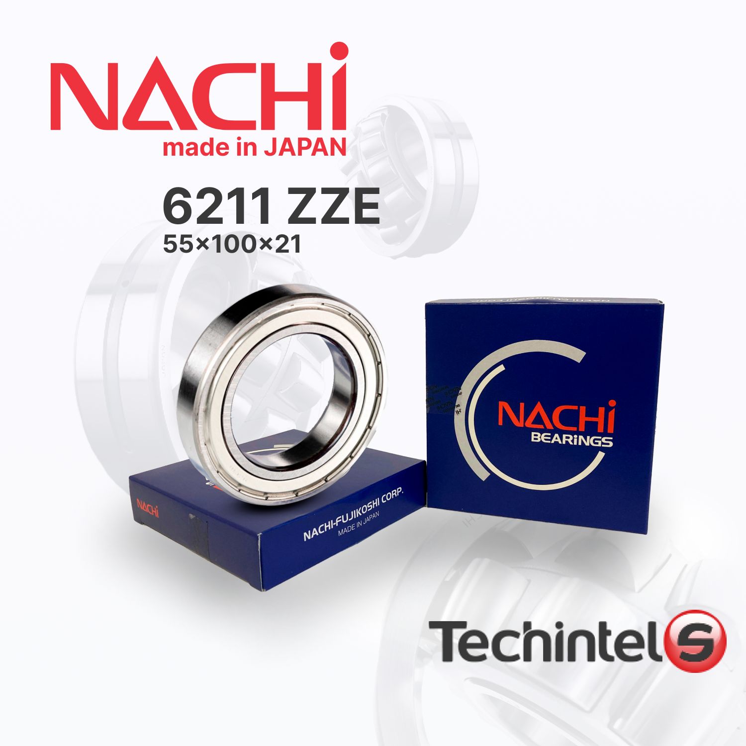 Подшипник NACHI 6211 ZZE (2Z ZZ) 55х100х21