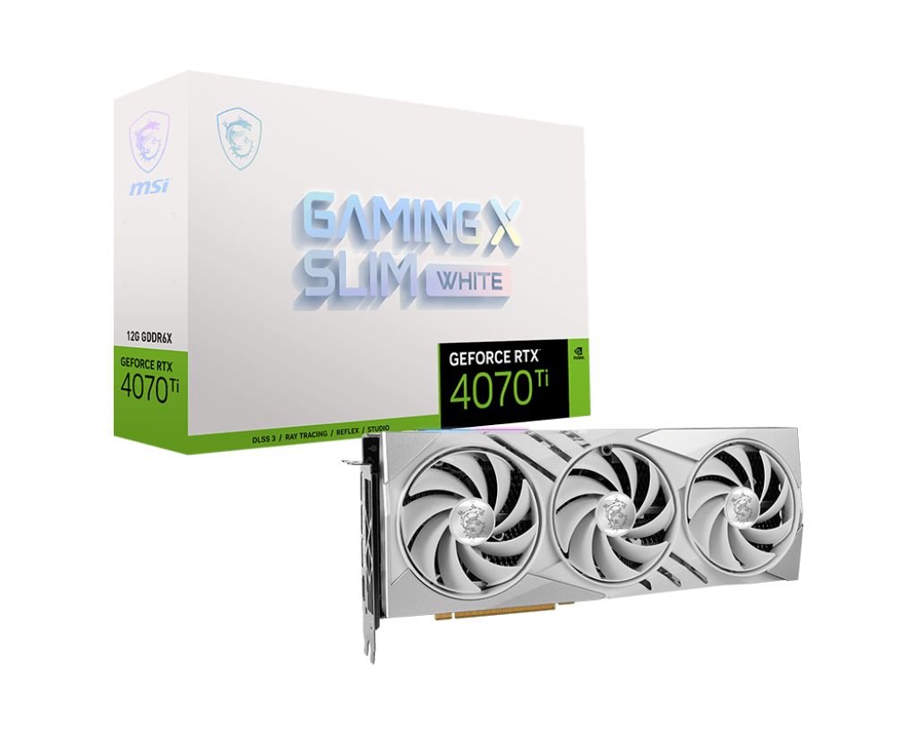 MSIВидеокартаGeForceRTX4070TiGAMINGXSLIMWHITE12ГБ(RTX4070TIGAMINGXSLIMWHITE12G).Уцененныйтовар