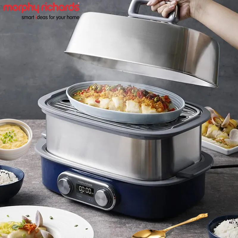 Morphy Richards Пароварка электрическая MR1168-ET, серебристый, синий