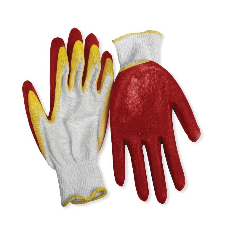 645. Перчатки с двойном обливом латекса. Перчатки рабочие обливные. Перчатки х/б 2-ой облив (200). Перчатки со вспененным латексом.