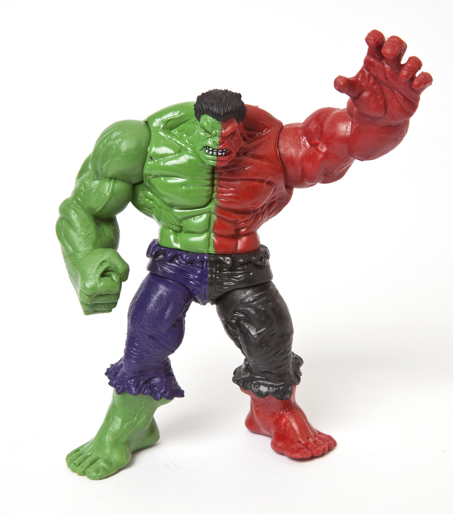 red and green hulk action figure