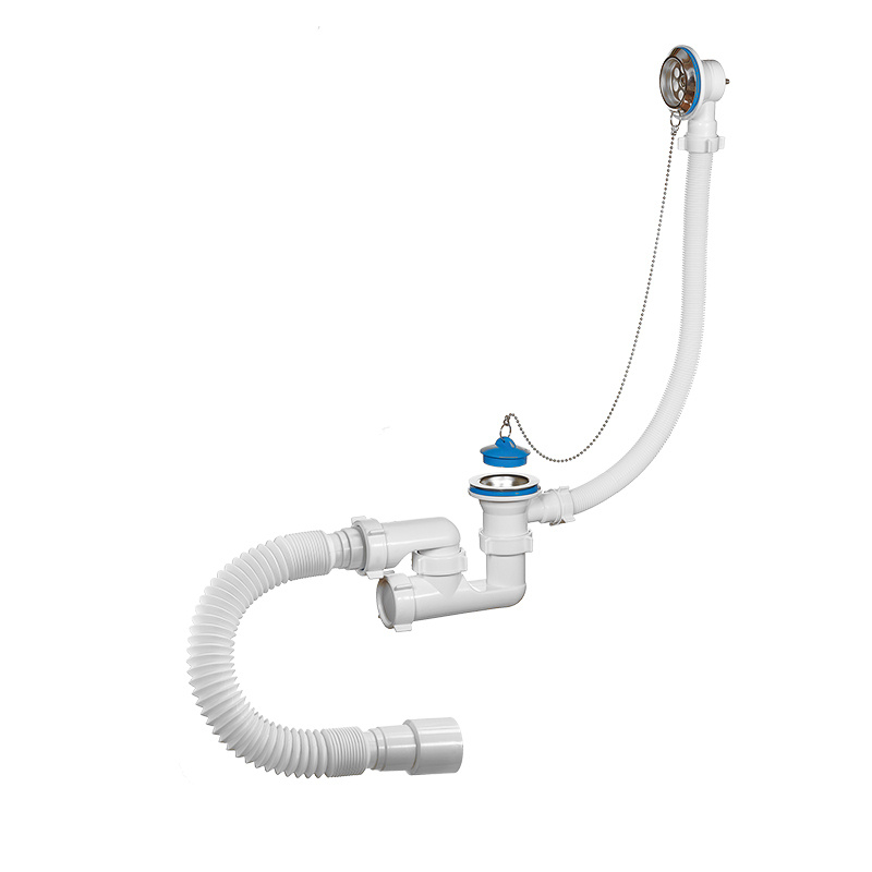 Сифон для ванны 1 1/2 х 40, регулируемы, с переливом и гибкой трубой 40 ...
