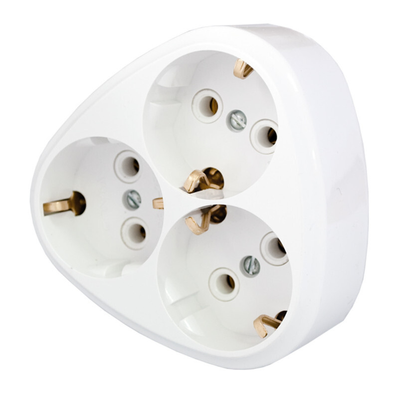 Разветвитель электрический, тройник с заземлением, модель BYLECTRICA ...