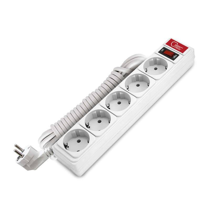 Удлинитель с сетевым фильтром 5х5м 10А ПВС 3х0.75 бел. Союз 1327 ...