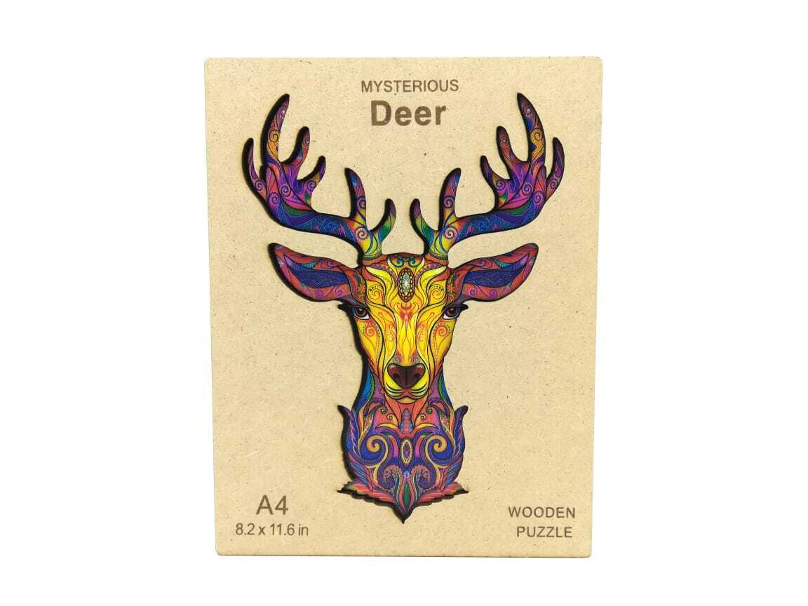Деревянные пазлы Олень 107 деталей, головоломка, развивающая игрушка ...