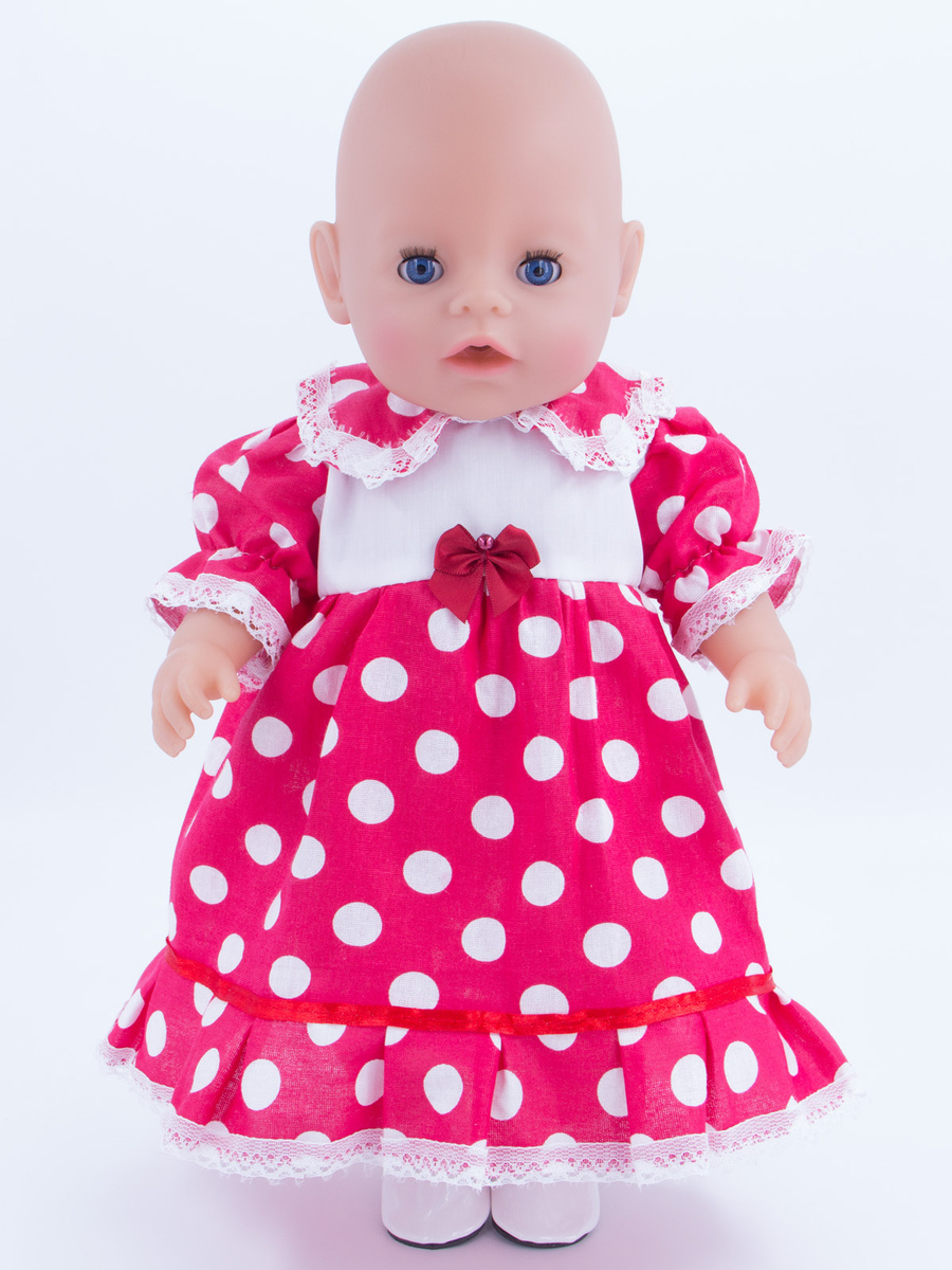 Одежда для кукол Модница Платье для пупса 43 см красный #1