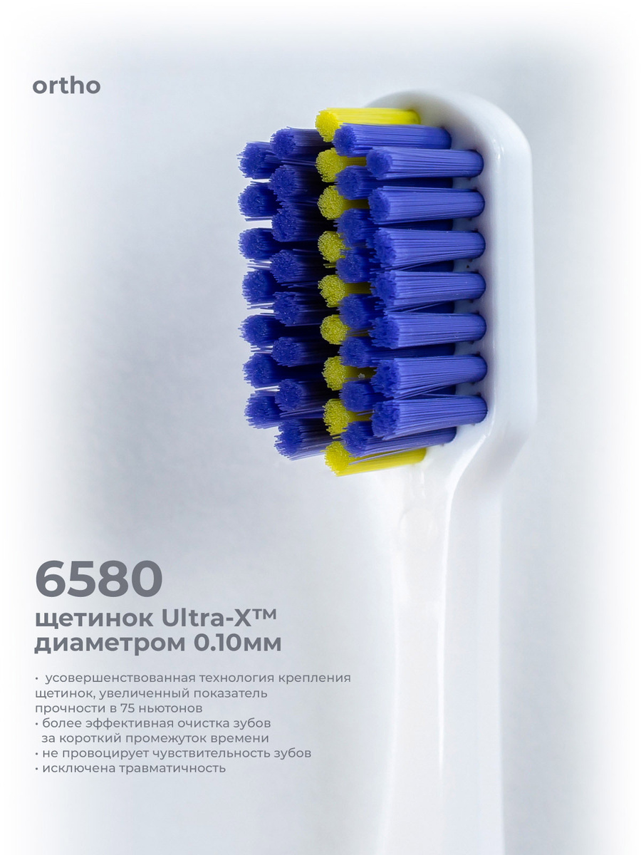 Ортодонтическая зубная щетка PESITRO 6580 Ortho, белая, мягкая (для ...