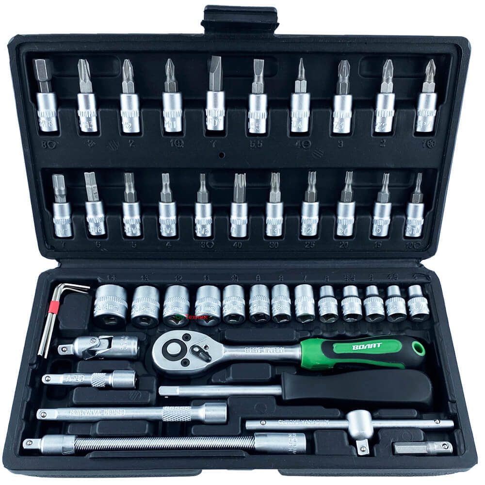 Набор головок и бит 1/4 46 предметов ВОЛАТ HEX SL PH PZ, трещетка ...