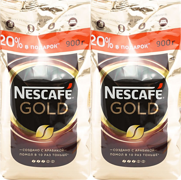 Кофе Nescafe Gold растворимый, 900 г, комплект: 2 упаковки - купить с ...