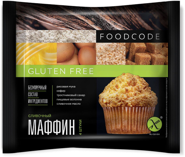 Маффин FOODCODE, сливочный, без глютена, без консервантов, 240 г ...