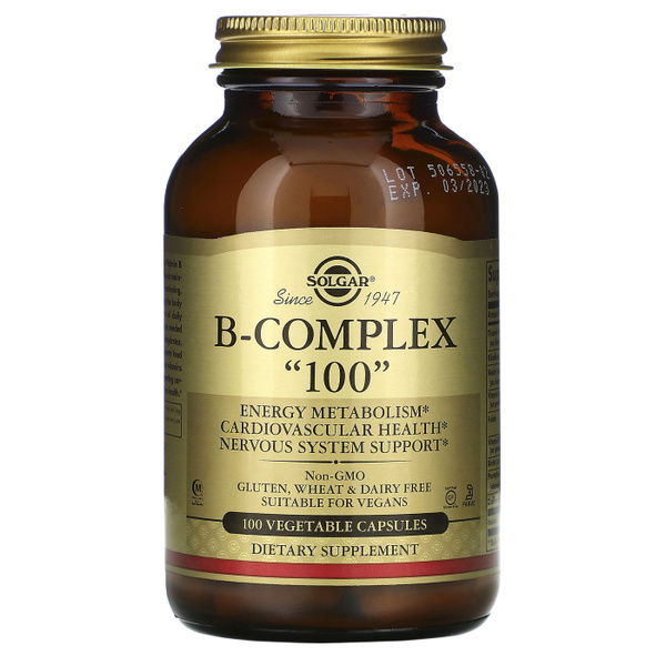 Solgar Комплекс витаминов группы В, Солгар B-Complex 100, 100 капс ...