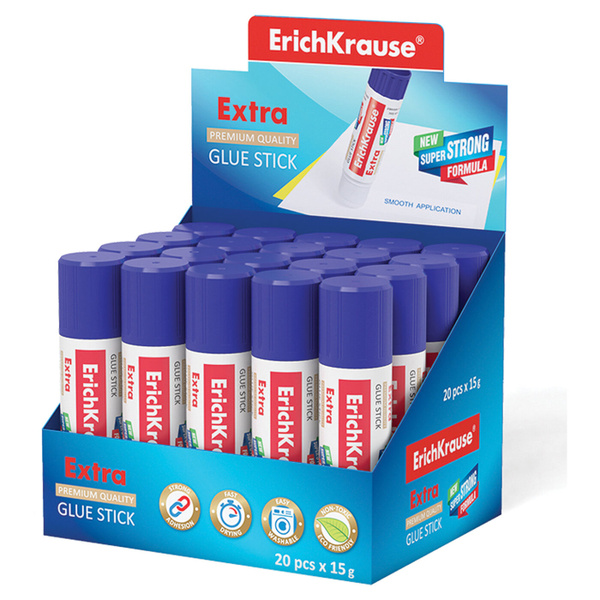Клей-карандаш ERICHKRAUSE EXTRA 15 г упаковка 20 шт - купить с ...