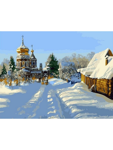 Картина по номерам 1000 Toys hobby Зимний пейзаж. Церковь. Природа ...