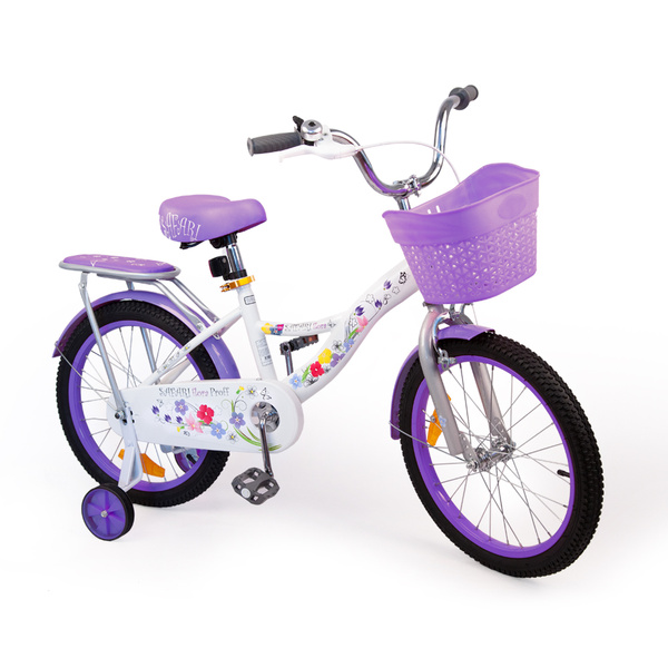 Велосипед детский двухколесный 14" SAFARI Flora фиолетовый, с корзинкой ...