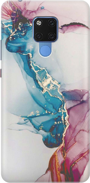 Cиликоновый чехол Сине-розовый мрамор на Huawei Mate 20 X / Хуавей Мейт ...