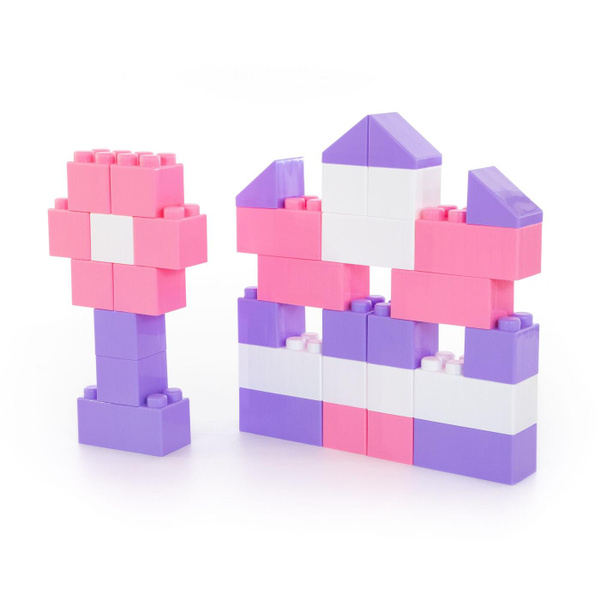 Полесье Конструктор пластиковый строительный детский "XXL" розовый для ...