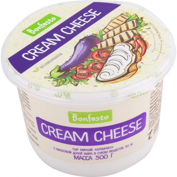 Сыр BONFESTO Cream Cheese Кремчиз 70% мягкий, 500 г БЗМЖ - купить с ...