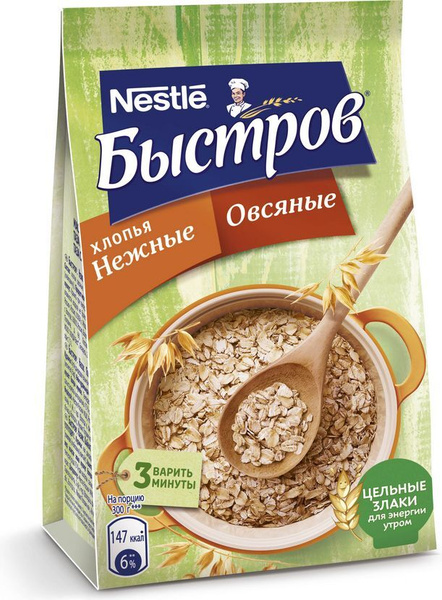 Быстров Хлопья овсяные нежные варимые, 350 г - купить с доставкой по ...