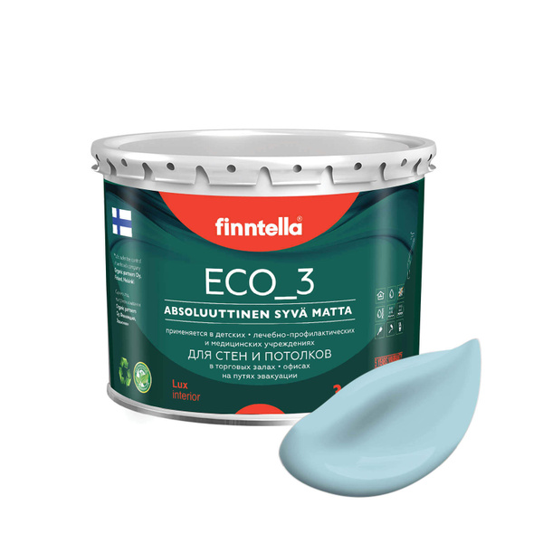 Краска FINNTELLA матовая для стен моющаяся ECO 3, для обоев под ...