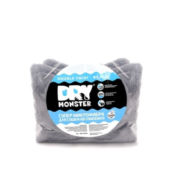 Dry Monster Микрофибра двухсторонняя для сушки (50х80см), серая ...