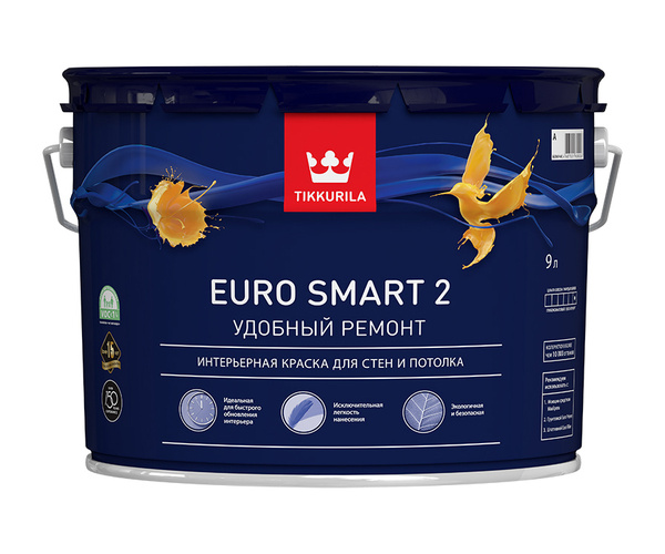 Краска Tikkurila EURO Smart-2 / Тиккурила Евро смарт 2 для потолка ...