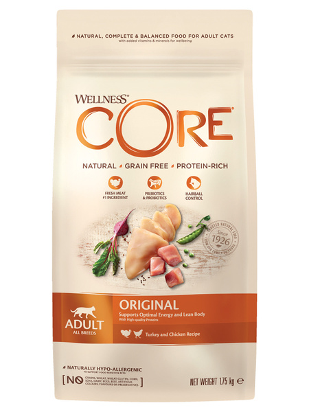 Wellness Core сухой корм для взрослых кошек с индейкой и курицей 1,75 ...