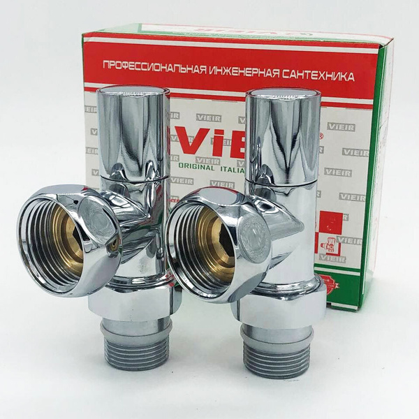 Угловой кран для полотенцесушителя хромированный VIEIR 3/4" х 1" (наруж ...