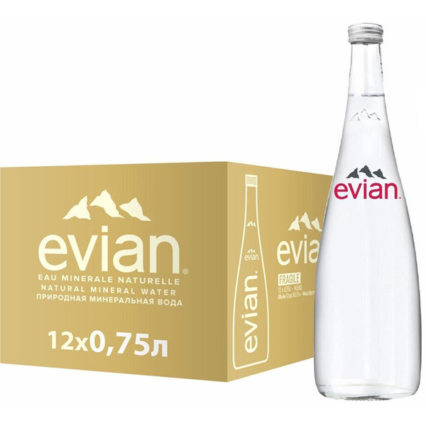Вода Evian / Эвиан минеральная, питьевая, негазированная. 0,75л х 12 шт ...