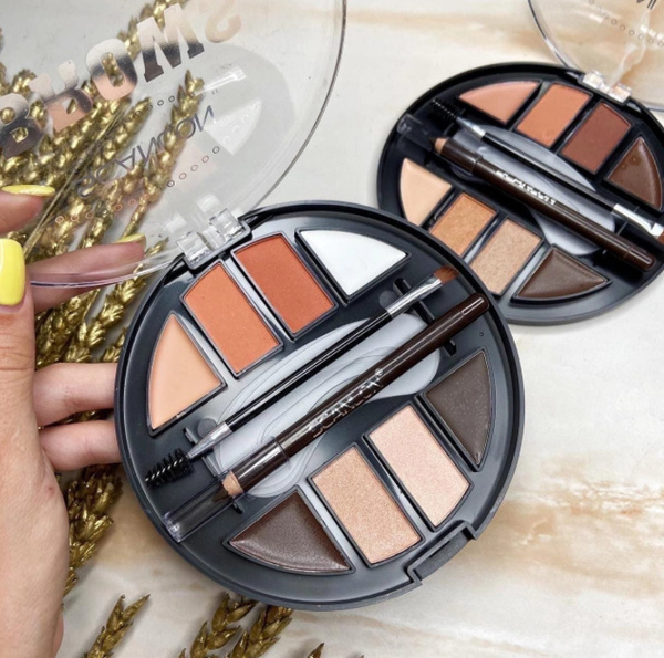 Набор для моделирования бровей 8eo BROWS, 8 оттенков (6 пудровых, 2 ...