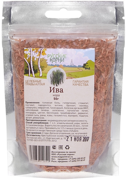 Русские Корни, Ива кора 50 гр. - купить с доставкой по выгодным ценам в ...
