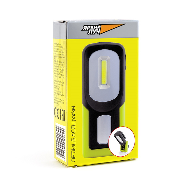 Фонарь ЯРКИЙ ЛУЧ OPTIMUS ACCU Pocket аккум. Li-Ion 800mA, 3W COB 3 ...