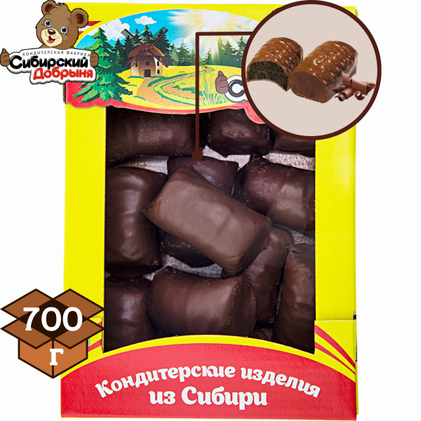 Пирожные КРОШКА-ДОБРОШКА с арахисом в темной глазури, со вкусом ...