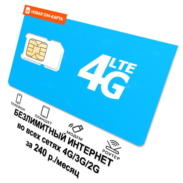 SIM-карта безлимитный интернет за 240 руб. / мес - купить с доставкой ...