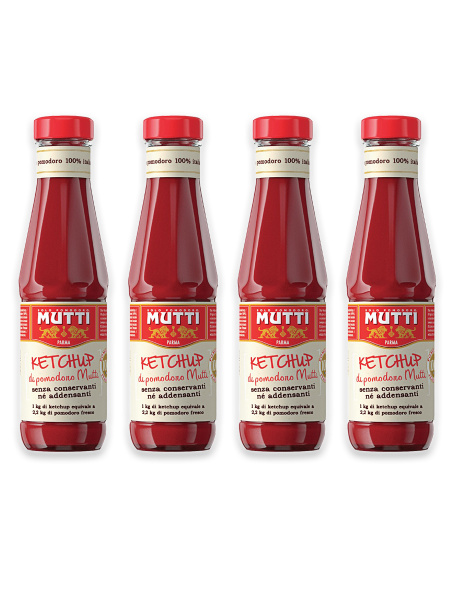 Кетчуп томатный MUTTI, 340 г - 4 шт в стеклянных бутылках - купить с ...
