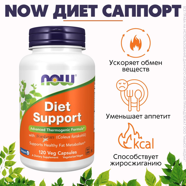 NOW Диет саппорт 855мг 120 капс (DIET SUPPORT 120 VCAPS) купить на OZON ...