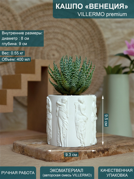 Villermo Кашпо для суккулентов "Венеция" 9,3х9,5 см, гипс купить на ...