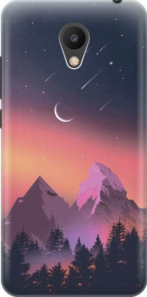 Силиконовый чехол на Meizu M6 / Мейзу М6 с принтом "Горы и звездопад ...