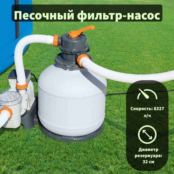 Песочный фильтр-насос 8327л/ч, резервуар для песка 20кг, фракция 0.45-0 ...