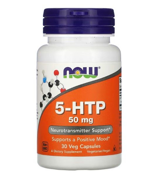5-гидрокситриптофан NOW Foods 5-HTP, 50 мг, 30 растительных капсул ...