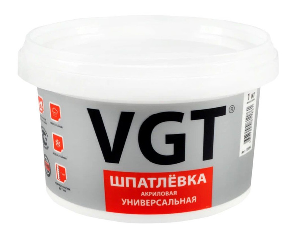 Шпатлевка VGT акриловая универсальная, белый/серый, 1 кг купить по ...