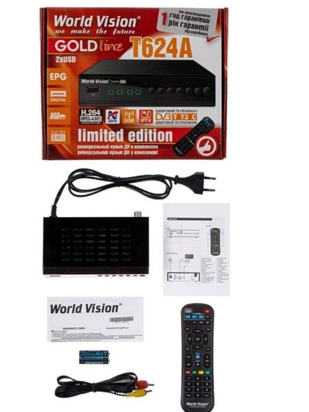 ТВ-ресивер World Vision T624A, черный купить по выгодной цене в ...