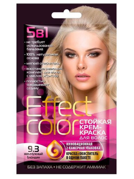 Крем-краска для волос Effect Color Жемчужный блондин тон 9.3, 50 мл ...