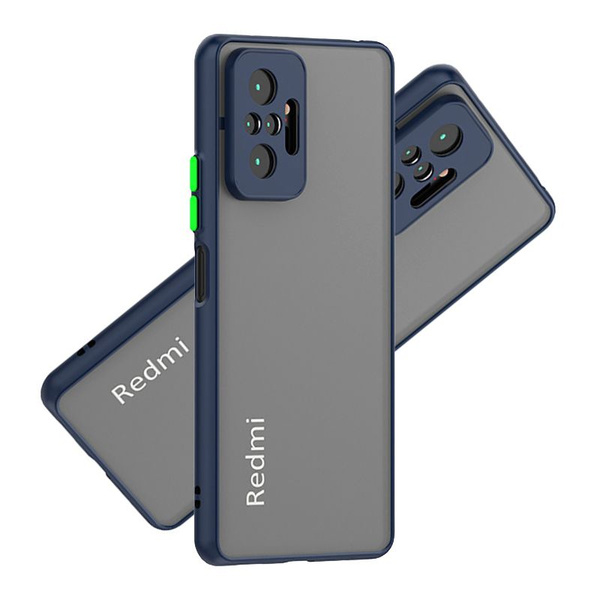 Чехол для Xiaomi Redmi Note 10 Pro с защитой камеры, темно-синий ...