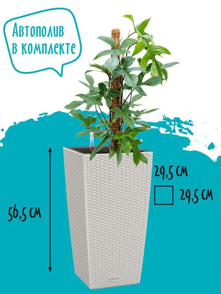 Кашпо для цветов напольное высокое с автополивом уличное Lechuza CUBICO ...