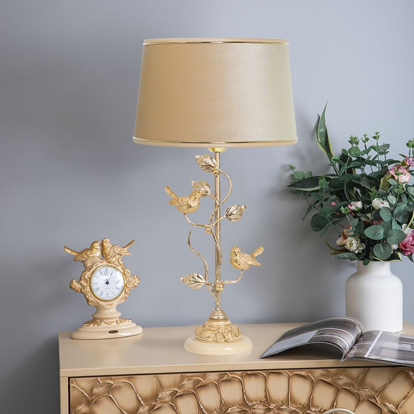 Настольный светильник Bogacho Terra Spring на высокой ножке с абажуром ...