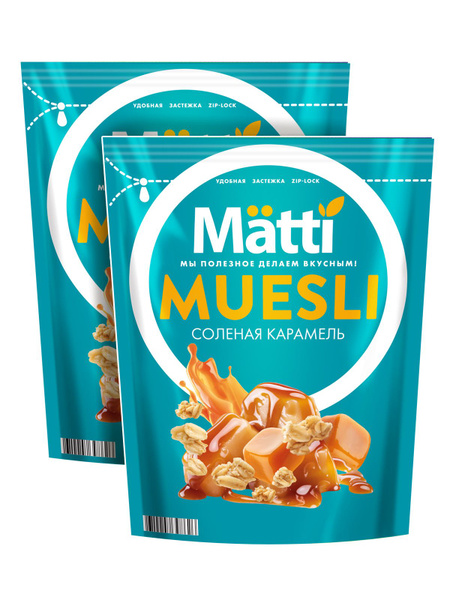 Matti Мюсли Солёная карамель, гранола хрустящая 500г (2 х 250г) Матти ...