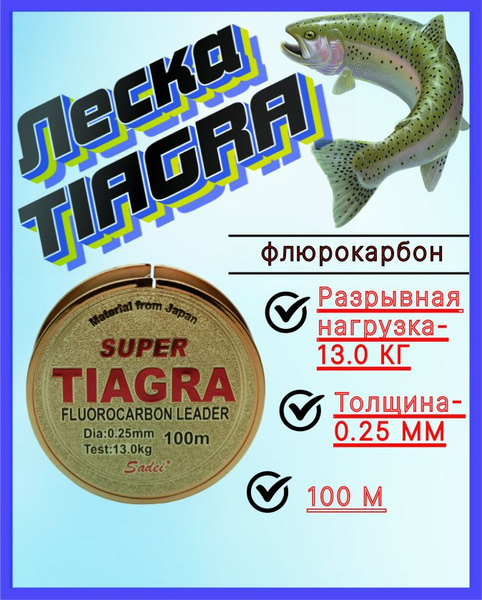 Флюорокарбоновая леска для рыбалки TIAGRA SUPER, 1 шт. по 100 м купить ...