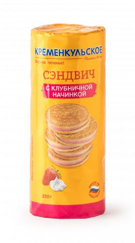 Печенье КРЕМЕНКУЛЬСКОЕ сэндвич с клубничной начинкой, 250 г * 3 шт ...